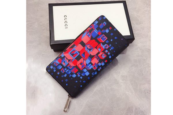 Replica Gucci 628467 Square G space print zip around wallet in Supreme canvas