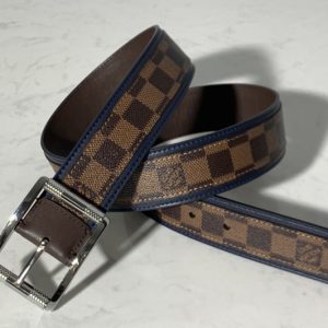 Replica Louis Vuitton M0038U LV Reverso 40mm Reversible Belt Damier Ebene Canvas With Silver Buckle