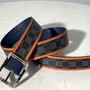 Replica Louis Vuitton M0038U LV Reverso 40mm Reversible Belt in Damier Graphite Canvas