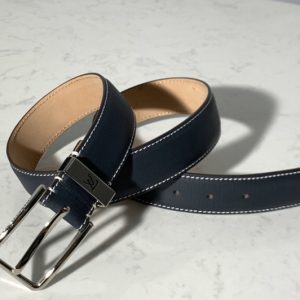 Replica Louis Vuitton M6847T LV Pont Neuf 35mm Belt in Blue taurillon Leather