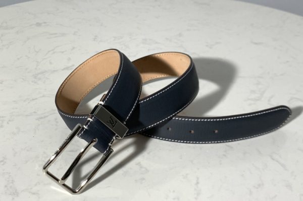 Replica Louis Vuitton M6847T LV Pont Neuf 35mm Belt in Blue taurillon Leather