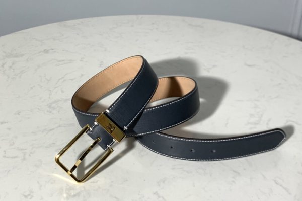 Replica Louis Vuitton M6847T LV Pont Neuf 35mm Belt in Blue taurillon Leather