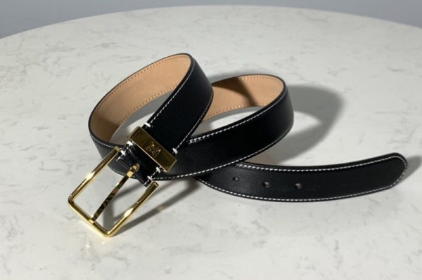 Replica Louis Vuitton M6847T LV Pont Neuf 35mm Belt in Black taurillon Leather