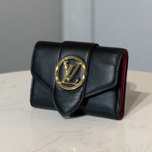 Replica Louis Vuitton M69175 LV Pont 9 compact wallet in Black Cowhide leather