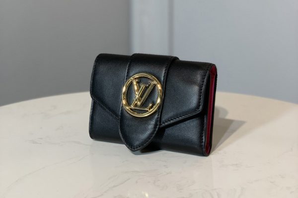 Replica Louis Vuitton M69175 LV Pont 9 compact wallet in Black Cowhide leather