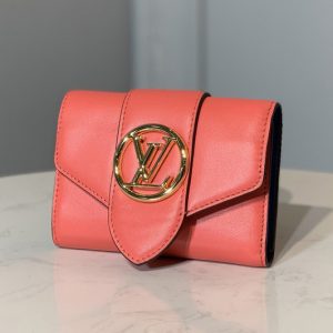 Replica Louis Vuitton M69177 LV Pont 9 compact wallet in Rose Dahlia Pink Cowhide leather