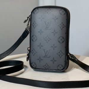 Replica Louis Vuitton M69534 LV Double Phone Pouch in Monogram Eclipse canvas