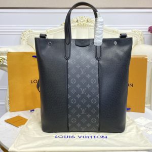 Replica Louis Vuitton M30431 LV Outdoor tote Bag in Taiga leather with Monogram Eclipse canvas