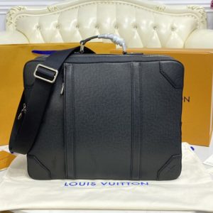 Replica Louis Vuitton M30769 LV Briefcase Backpack in Black Taiga leather