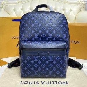 Replica Louis Vuitton M45728 LV Sprinter Backpack in navy blue Monogram Shadow leather