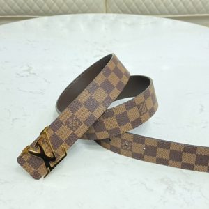 Replica Louis Vuitton M0212V LV Initiales 40MM Reversible belt in Damier Ebene canvas and soft calf leather