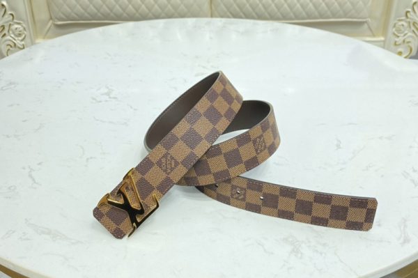 Replica Louis Vuitton M0212V LV Initiales 40MM Reversible belt in Damier Ebene canvas and soft calf leather