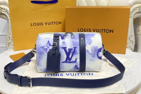 Replica Louis Vuitton M45757 LV City Keepall weekend bag in Monogram Watercolor Blue canvas