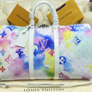 Replica Louis Vuitton M45758 LV Keepall 50 Bandoulière Bag in Monogram Watercolor Multico coated canvas