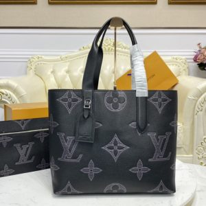 Replica Louis Vuitton M57290 LV Cabas Voyage tote Bag in Taurillon Shadow leather