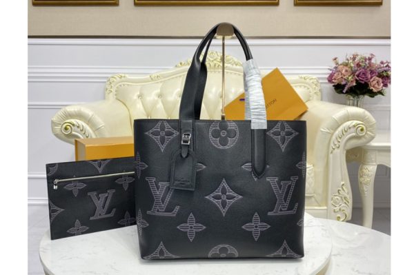 Replica Louis Vuitton M57290 LV Cabas Voyage tote Bag in Taurillon Shadow leather