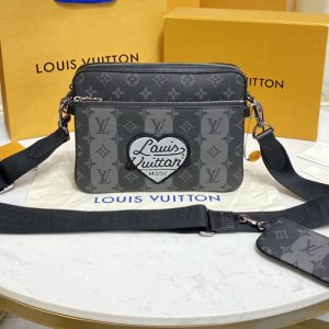 Replica Louis Vuitton M45965 LV Trio Messenger bag in Monogram Stripes Eclipse coated canvas