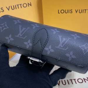 Replica Louis Vuitton M43385 LV 3 Watch Case in Monogram Eclipse Canvas