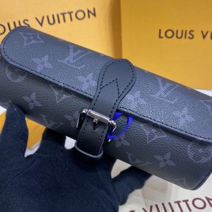 Replica Louis Vuitton M43385 LV 3 Watch Case in Monogram Eclipse Canvas