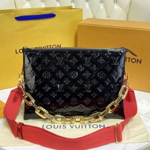 Replica Louis Vuitton M57783 LV Coussin MM handbag in Black Monogram Vernis