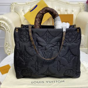 Replica Louis Vuitton M59005 LV OnTheGO GM tote bag in Black Econyl regenerated nylon