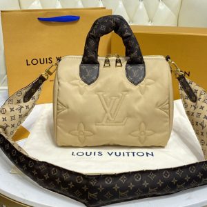 Replica Louis Vuitton M59009 LV Speedy Bandoulière 25 handbag in Beige Econyl regenerated nylon