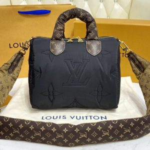 Replica Louis Vuitton M59008 LV Speedy Bandoulière 25 handbag in Black Econyl regenerated nylon