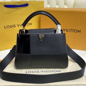 Replica Louis Vuitton M59269 LV Capucines BB handbag in Black Taurillon leather, calfskin and karung leather