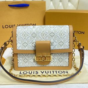 Replica Louis Vuitton M59483 LV Dauphine MM handbag in Since 1854 Jacquard textile