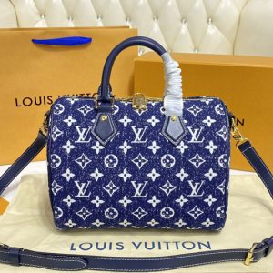 Replica Louis Vuitton M59609 LV Speedy Bandoulière 25 handbag in Blue Monogram Denim