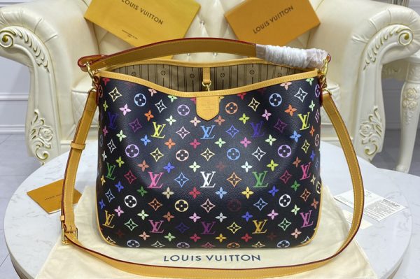 Replica Louis Vuitton M40352 LV Graceful PM hobo Bag in Black Monogram Multicolor