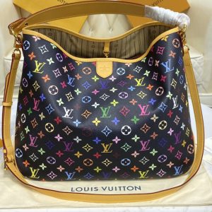 Replica Louis Vuitton M40353 LV Graceful MM hobo Bag in Black Monogram Multicolor