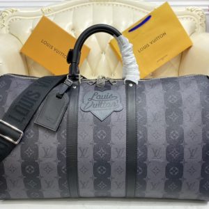 Replica Louis Vuitton M40560 LV Keepall Bandoulière 50 bag in Monogram Eclipse Canvas