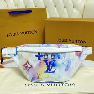 Replica Louis Vuitton M45759 LV Discovery Bumbag PM Bag in Monogram Watercolor Blue coated canvas