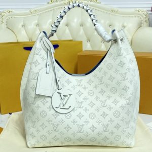 Replica Louis Vuitton M53188 Carmel hobo bag in White Mahina calf leather