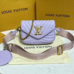 Replica Louis Vuitton M57864 LV New Wave Multi-Pochette crossbody handbag in Brume Gray Smooth cowhide leather