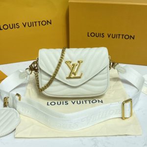 Replica Louis Vuitton M56466 LV New Wave Multi-Pochette crossbody handbag in Snow White Smooth cowhide leather