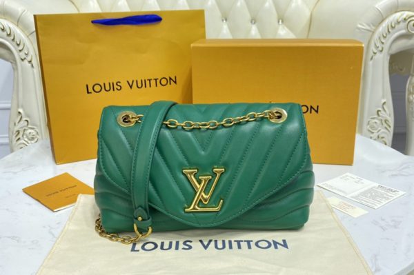 Replica Louis Vuitton M58664 LV New Wave Chain Bag Handbag in Green Smooth cowhide leather