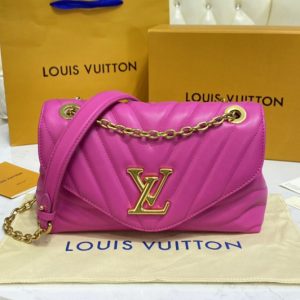 Replica Louis Vuitton M58553 LV New Wave Chain Bag Handbag in Pink Smooth cowhide leather