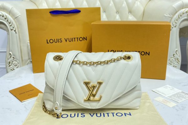 Replica Louis Vuitton M58549 LV New Wave Chain Bag Handbag in White Smooth cowhide leather