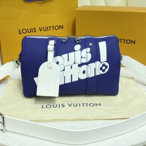 Replica Louis Vuitton M58747 LV City Keepall Bag in Blue cowhide leather