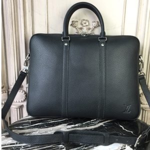 Replica Louis Vuitton M33412 LV Porte-Documents Voyage PM bag in Black Taiga leather