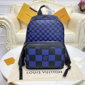 Replica Louis Vuitton N50021 LV Campus Backpack in Navy blue and black Damier Infini 3D cowhide leather