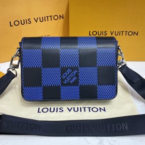 Replica Louis Vuitton N50037 LV Studio Messenger Bag in Navy Damier Infini 3D cowhide leather