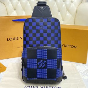 Replica Louis Vuitton N50024 LV Avenue Slingbag bag in Navy blue and black Damier Infini 3D cowhide leather