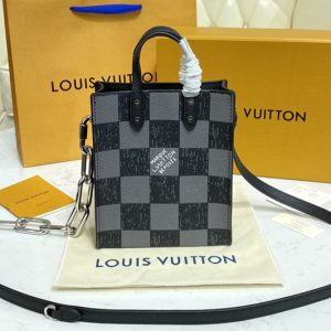 Replica Louis Vuitton N60479 LV Sac Plat XS bag in Graphite Cowhide leather