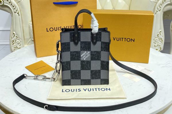 Replica Louis Vuitton N60479 LV Sac Plat XS bag in Graphite Cowhide leather