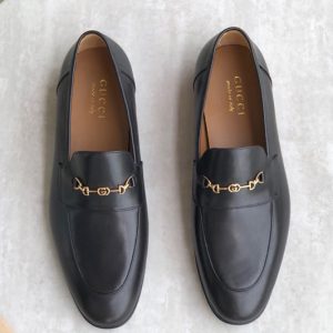 Replica Gucci 406994 Gucci Jordaan leather loafer on Black Leather