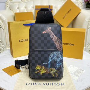 Replica Louis Vuitton N45277 LV Avenue Sling Bag in Damier Graphite coated canvas