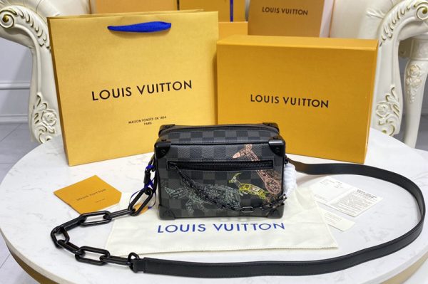 Replica Louis Vuitton N45278 LV Mini Soft Trunk Bag in Damier Graphite canvas